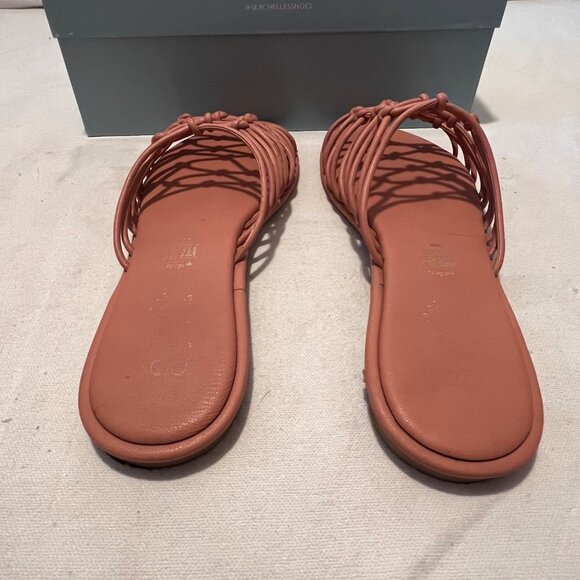 Seychelles-Lulus Size 9 Coral Leather Knotted Strap Slip-On Sandals Comfort - Picture 4 of 16